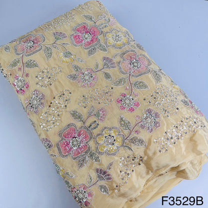 Beads & Pearl Hard Work Embroidered Viscose Crepe Fabric-F3529