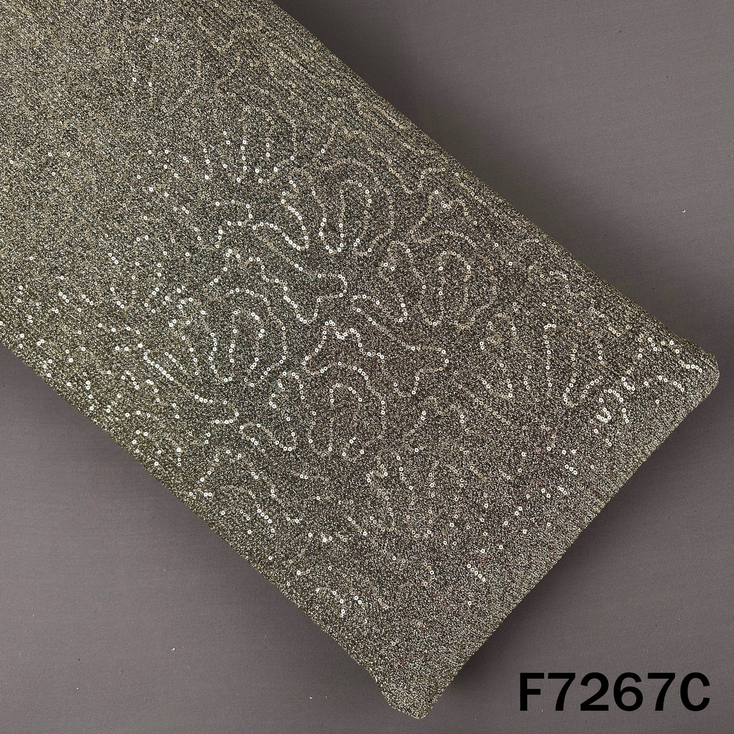 Sequins Embroidered Crush Shimmer Lycra Fabric - F7267