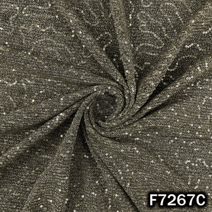 Sequins Embroidered Crush Shimmer Lycra Fabric - F7267