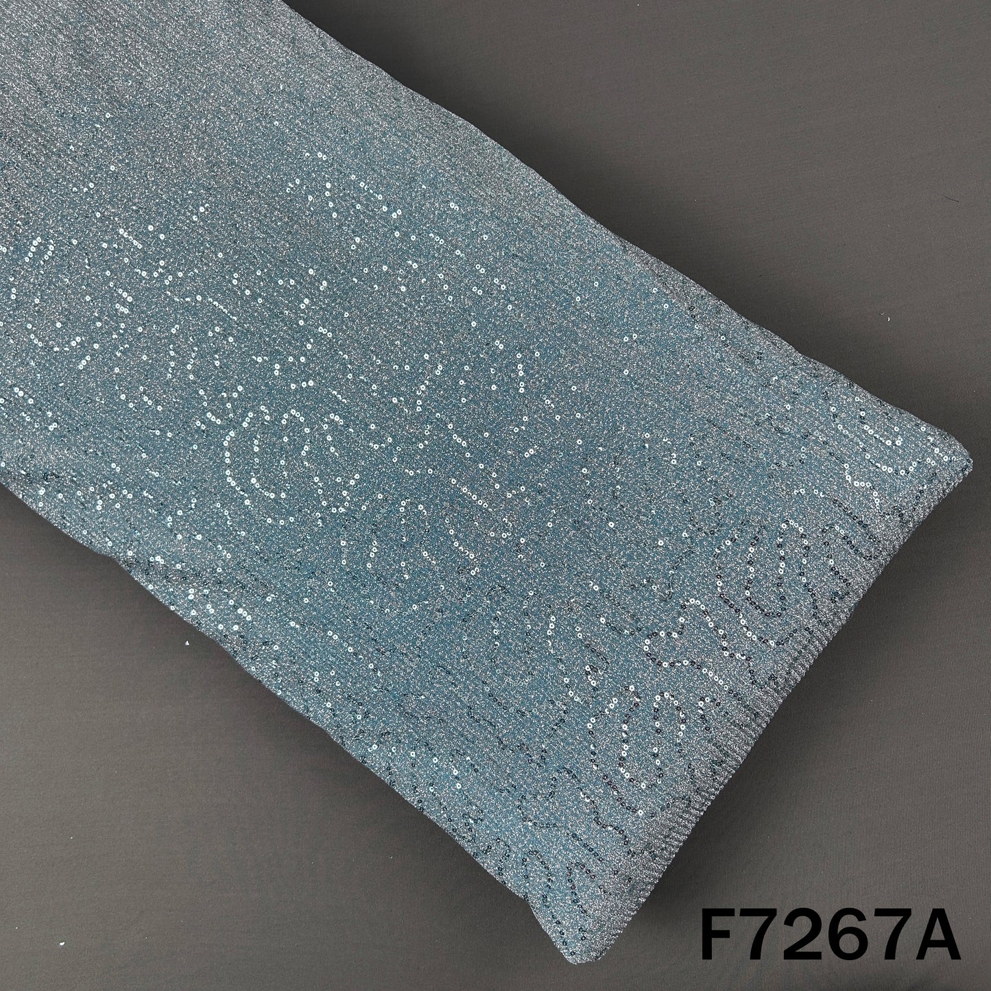 Sequins Embroidered Crush Shimmer Lycra Fabric - F7267