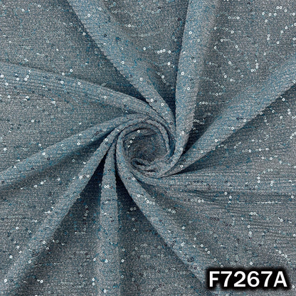 Sequins Embroidered Crush Shimmer Lycra Fabric - F7267