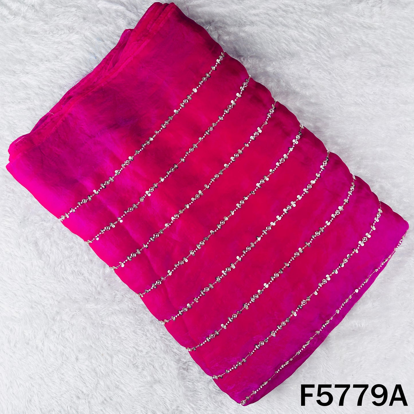 Cut Dana Sequins Work shiny organza Fabric - F5779