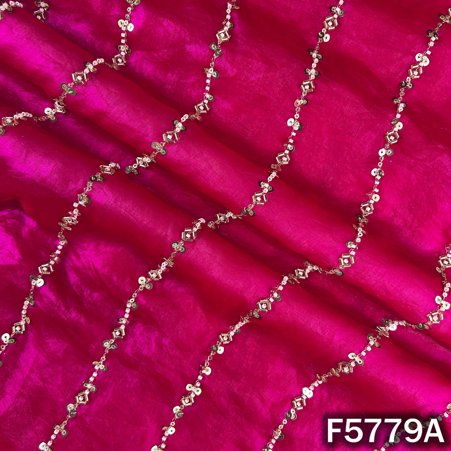 Cut Dana Sequins Work shiny organza Fabric - F5779