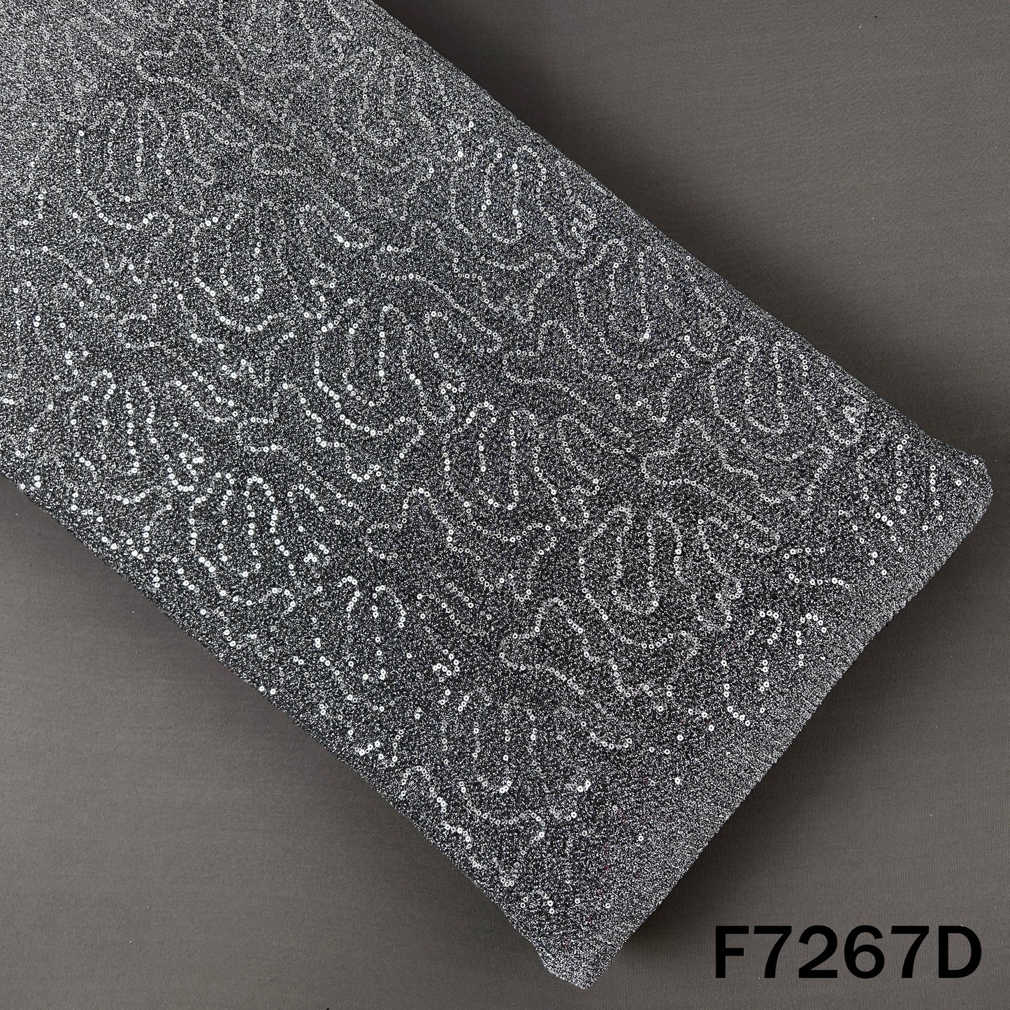 Sequins Embroidered Crush Shimmer Lycra Fabric - F7267