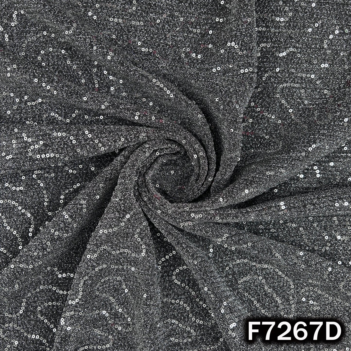 Sequins Embroidered Crush Shimmer Lycra Fabric - F7267
