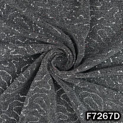 Sequins Embroidered Crush Shimmer Lycra Fabric - F7267