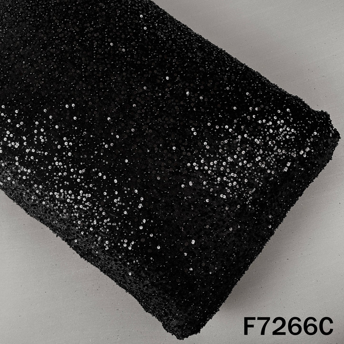 Cut Dana Pearl Sequins Embroidered Lycra Velvet Fabric - F7266