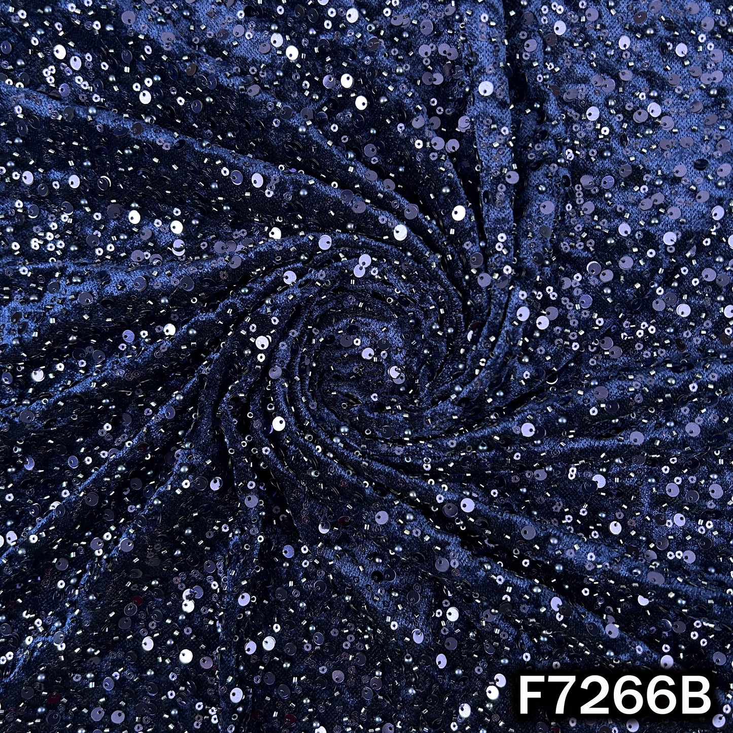 Cut Dana Pearl Sequins Embroidered Lycra Velvet Fabric - F7266