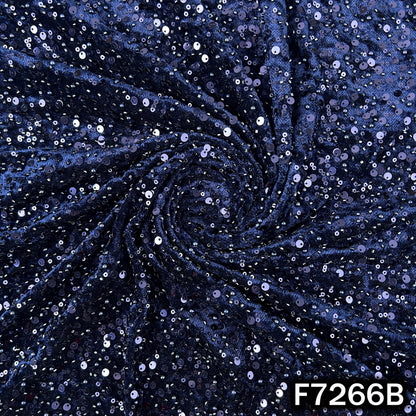 Cut Dana Pearl Sequins Embroidered Lycra Velvet Fabric - F7266