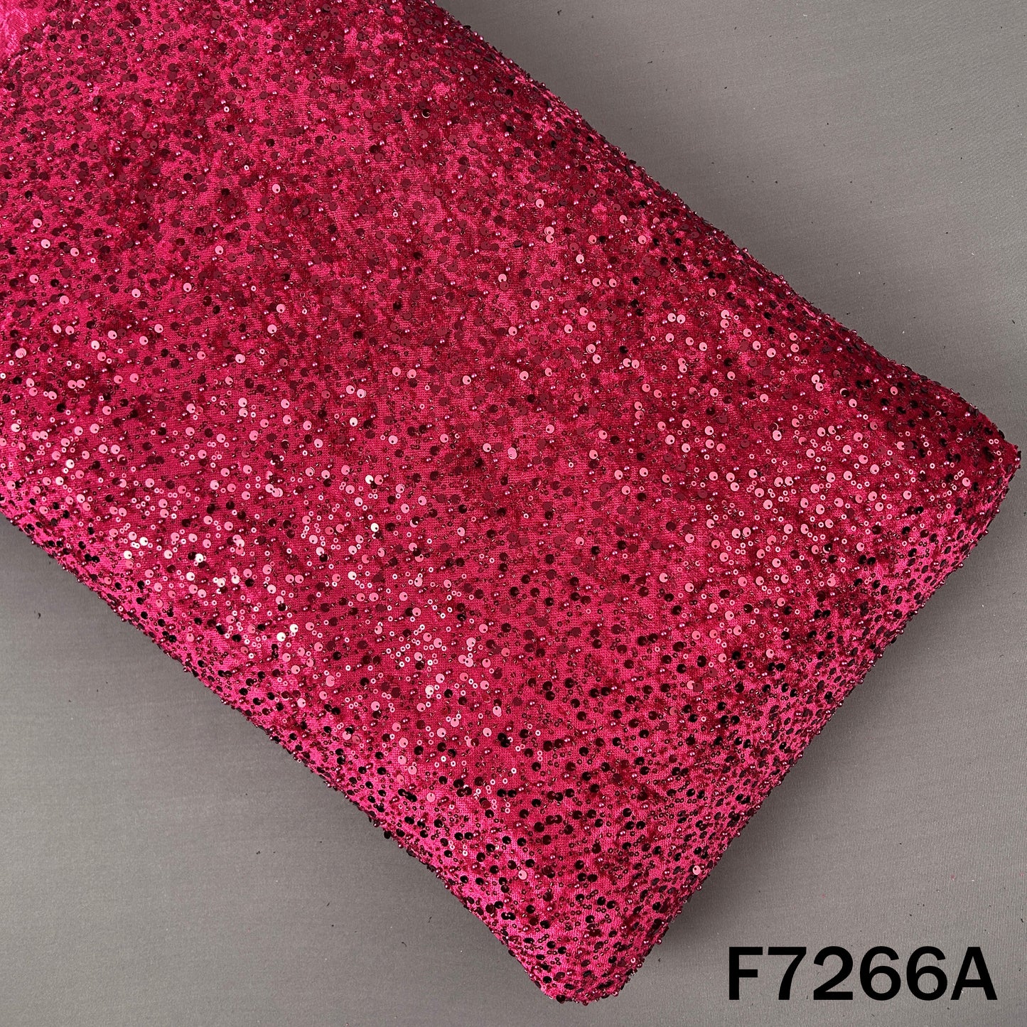 Cut Dana Pearl Sequins Embroidered Lycra Velvet Fabric - F7266