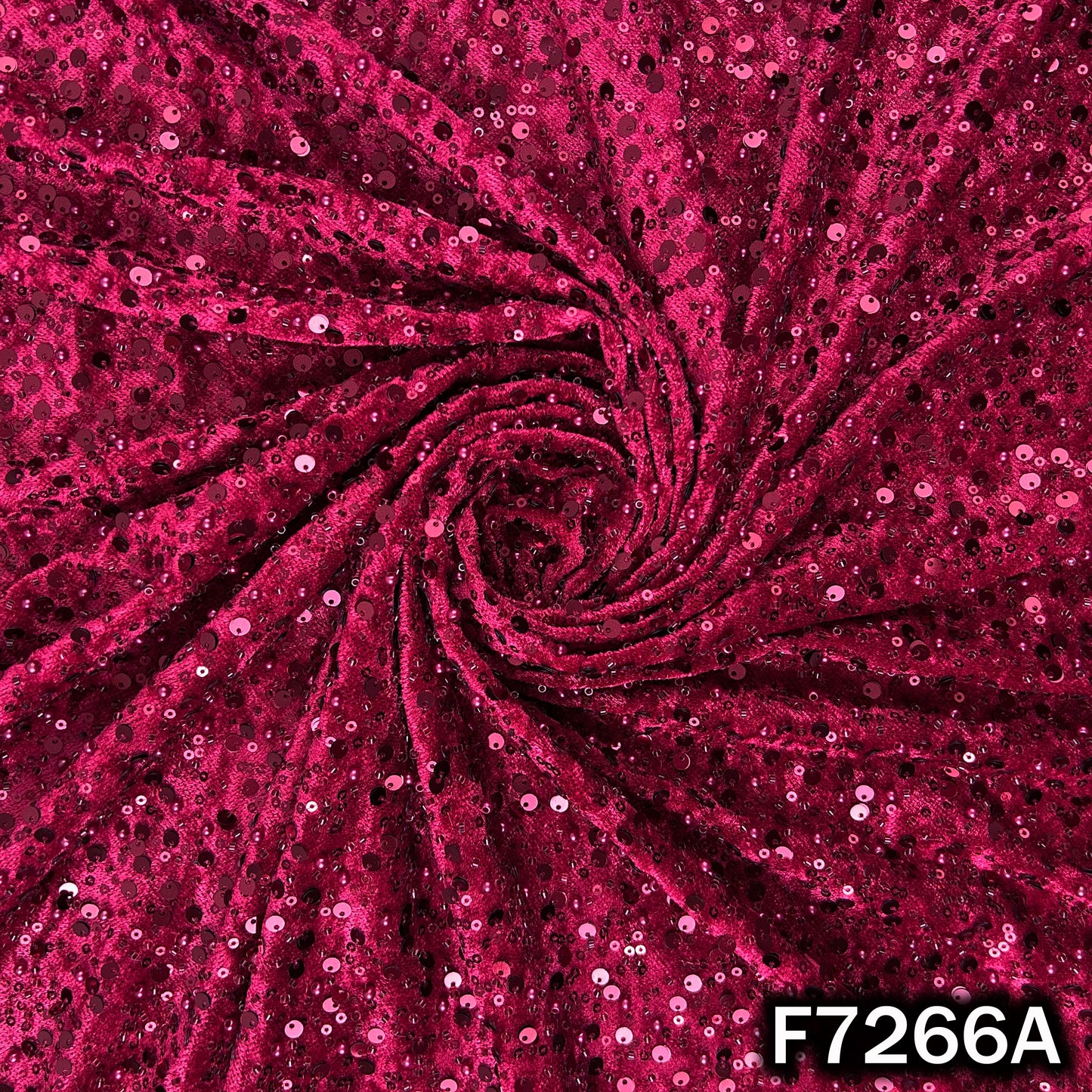 Cut Dana Pearl Sequins Embroidered Lycra Velvet Fabric - F7266