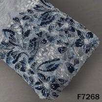 Imported Cut Dana Pearls Embroidered Applique work Net Fabric - F7268