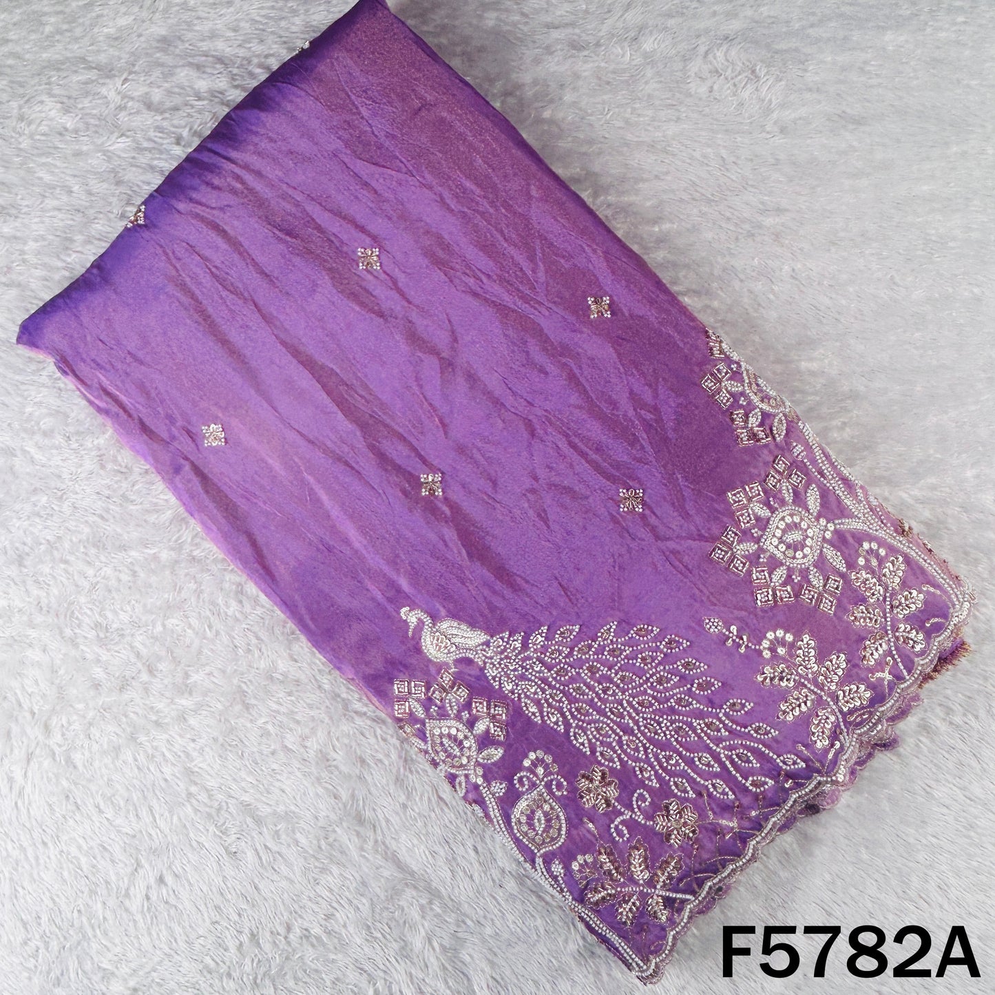 Cut Dana Zari Sequins Embroidered Shimmer Tissue Fabric - F5782