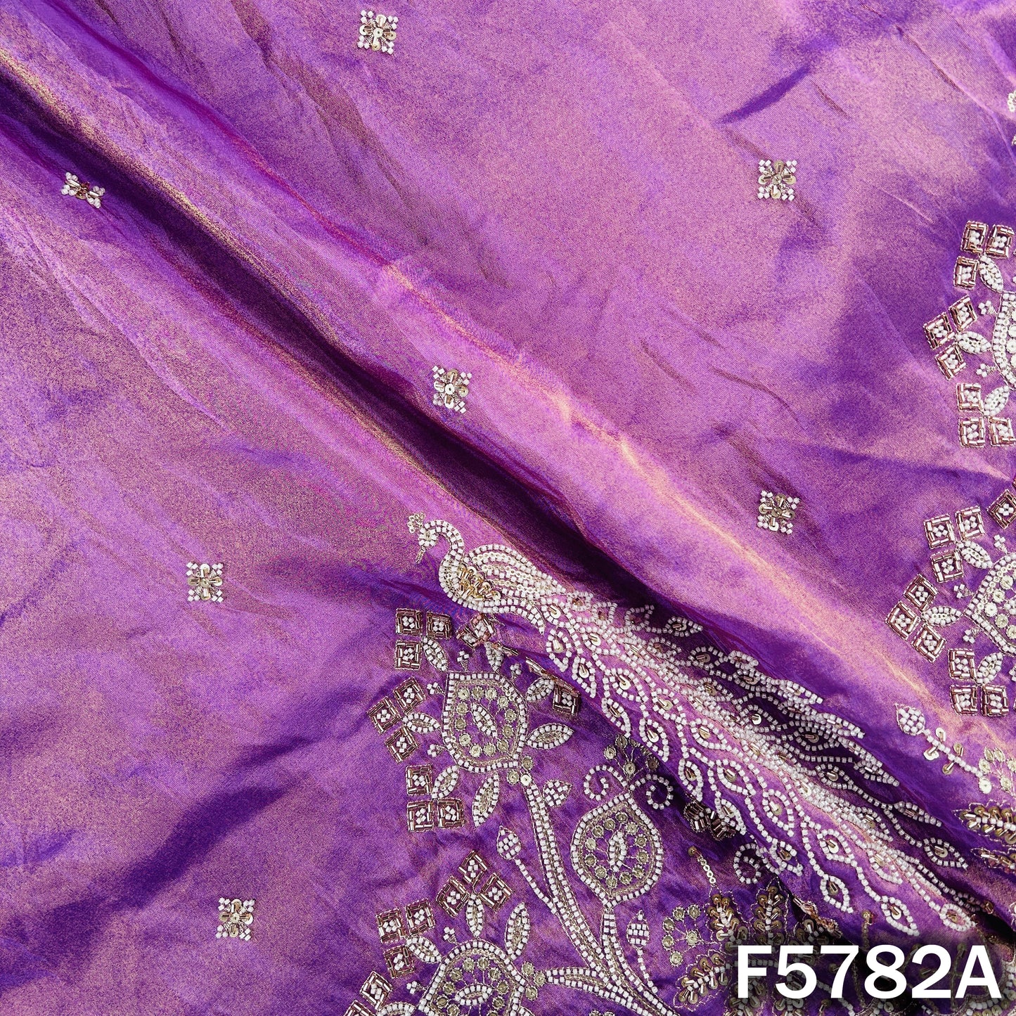 Cut Dana Zari Sequins Embroidered Shimmer Tissue Fabric - F5782