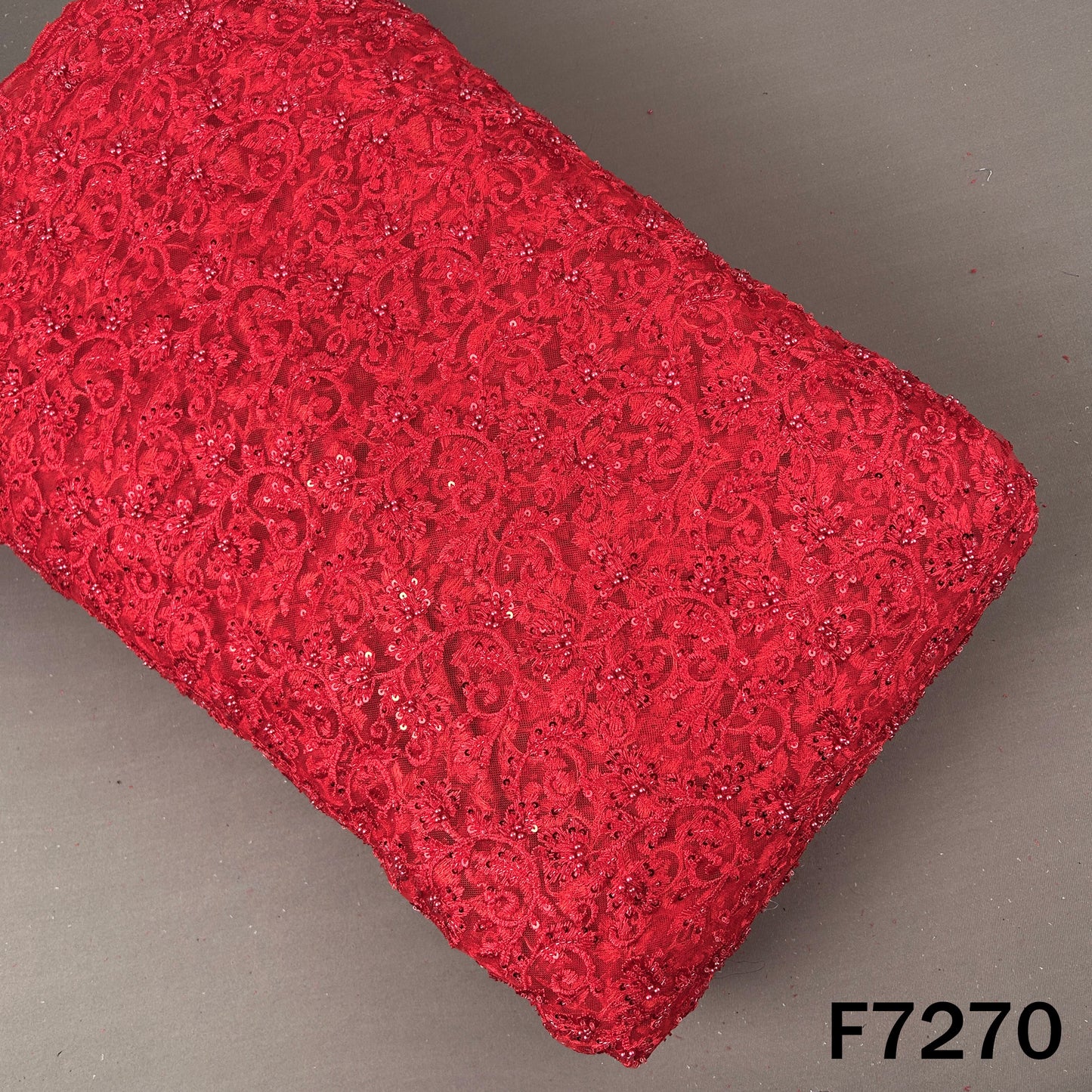 Cut Dana Pearl Sequins Embroidered Net Fabric - F7270