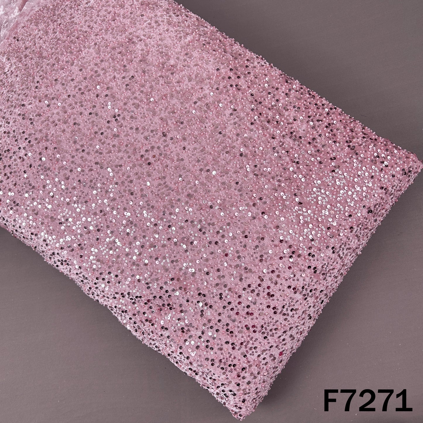 Cut Dana Pearl Sequins Embroidered Lycra Velvet Fabric - F7271