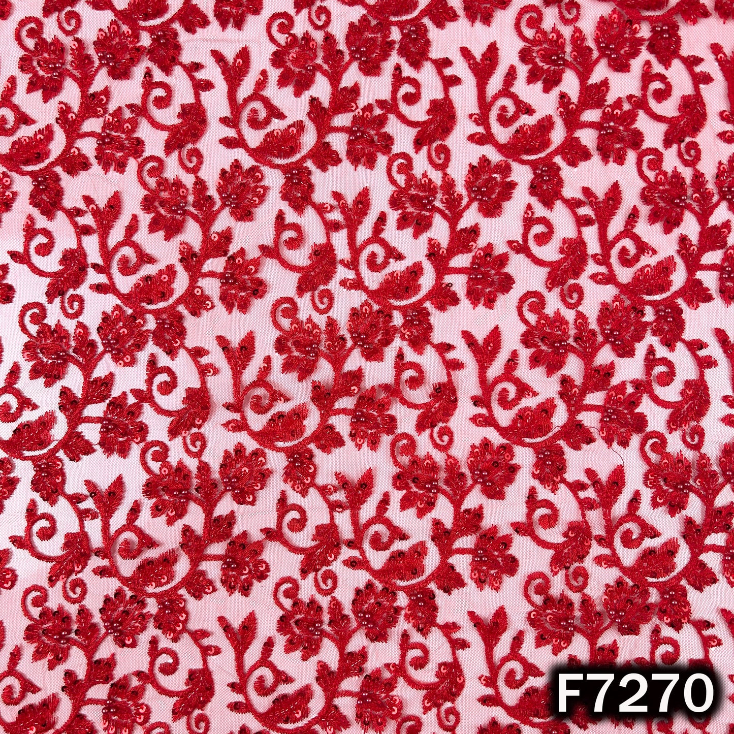 Cut Dana Pearl Sequins Embroidered Net Fabric - F7270