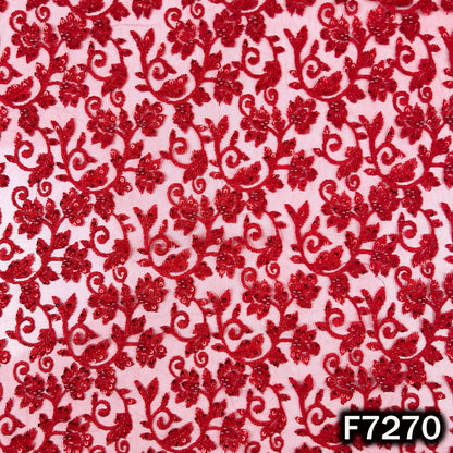 Cut Dana Pearl Sequins Embroidered Net Fabric - F7270