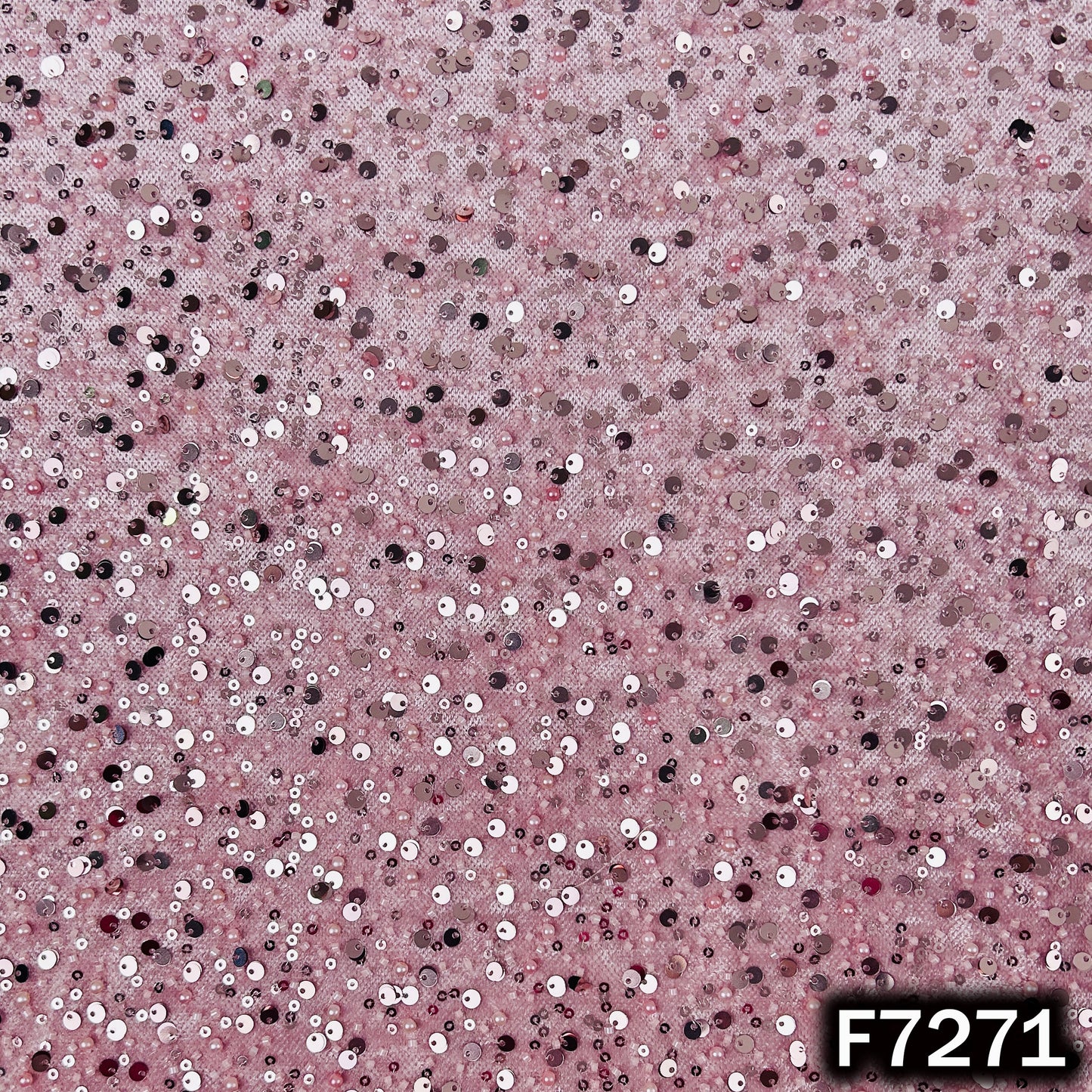 Cut Dana Pearl Sequins Embroidered Lycra Velvet Fabric - F7271