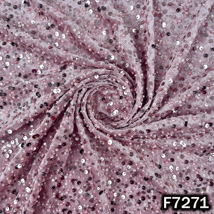 Cut Dana Pearl Sequins Embroidered Lycra Velvet Fabric - F7271
