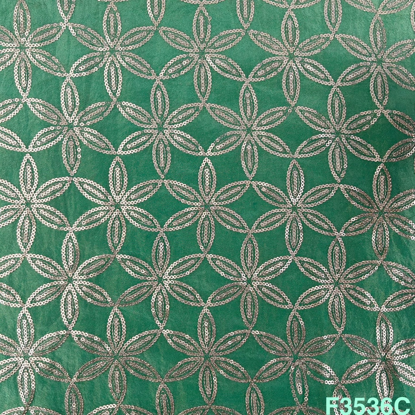 Zari Sequins Embroidered Shimmer Tissue Fabric-F3536