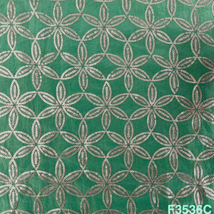 Zari Sequins Embroidered Shimmer Tissue Fabric-F3536