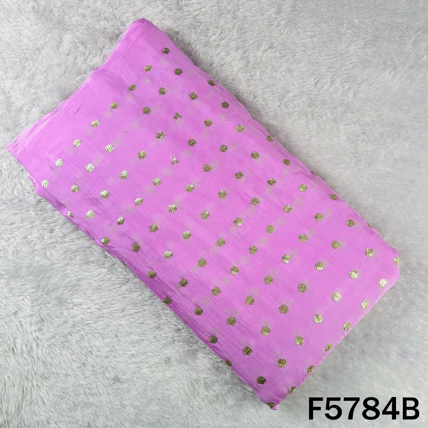 Zari Sequins Work Chinnon Chiffon Fabric - F5784