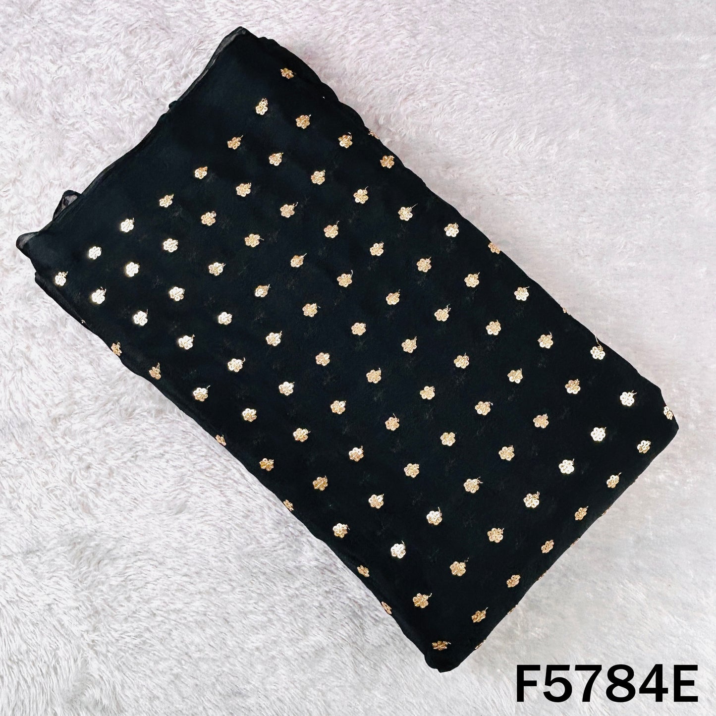 Zari Sequins Work Chinnon Chiffon Fabric - F5784