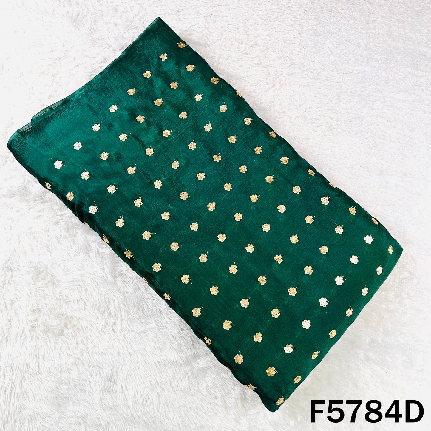 Zari Sequins Work Chinnon Chiffon Fabric - F5784