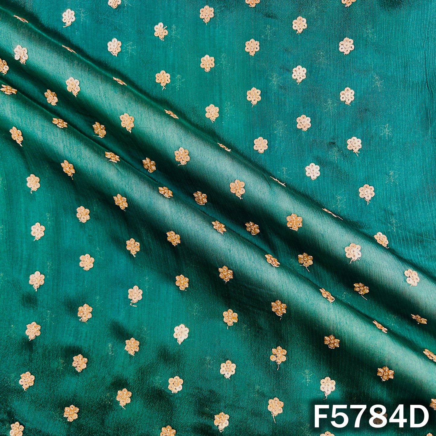 Zari Sequins Work Chinnon Chiffon Fabric - F5784