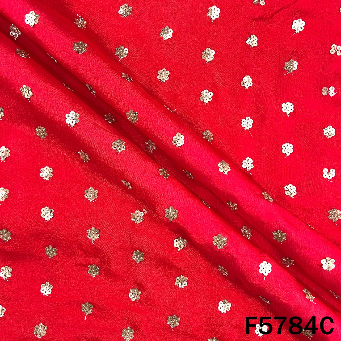 Zari Sequins Work Chinnon Chiffon Fabric - F5784