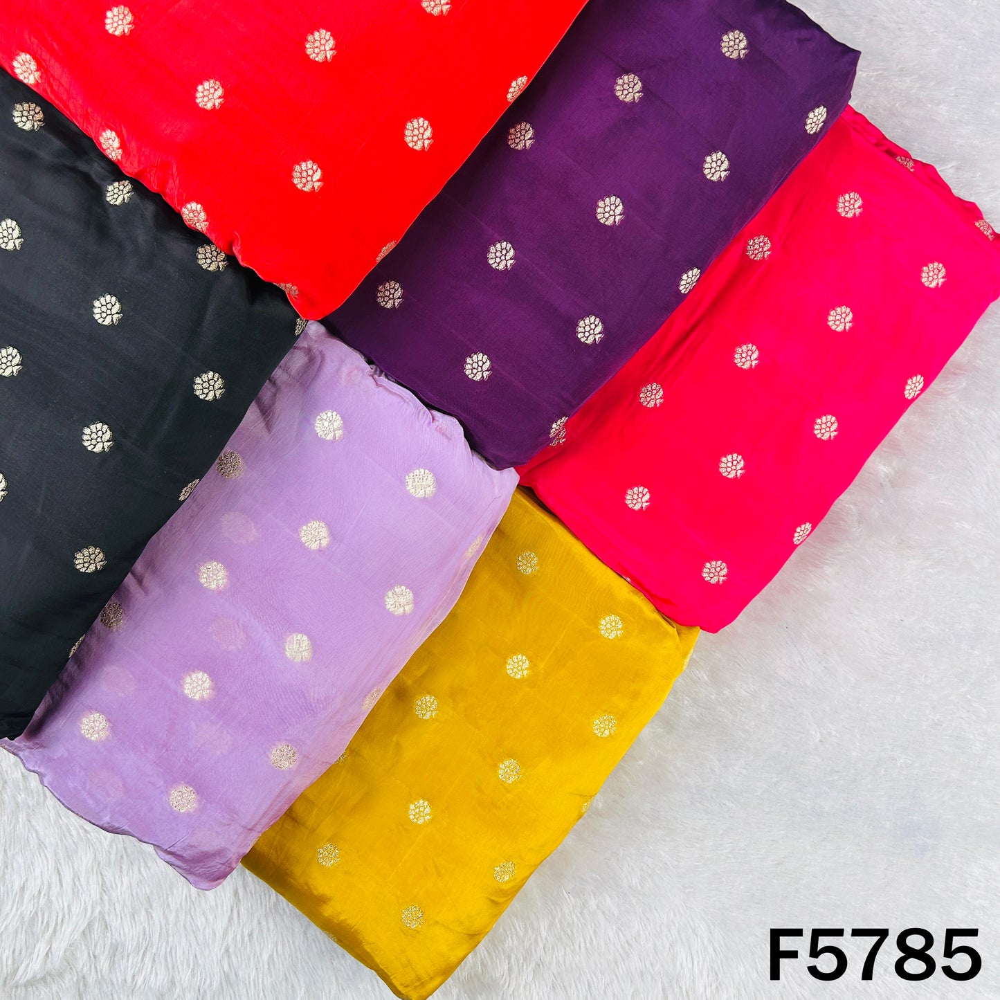 Zari Buti Work Crepe Fabric - F5785