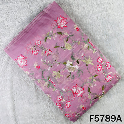 Thread Embroidered Pure Organza Fabric - F5789