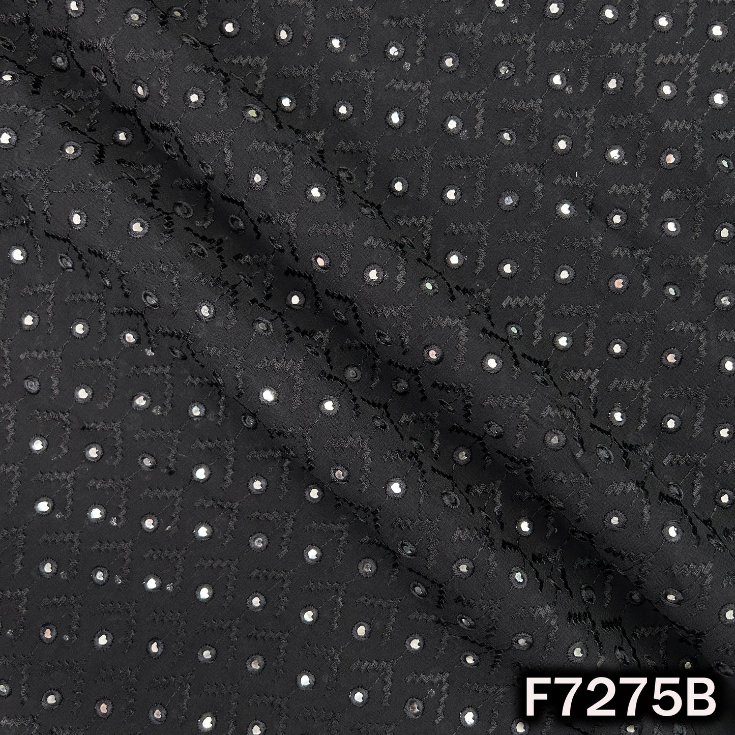 Faux Mirror Thread Embroidered Georgette Fabric - F7275
