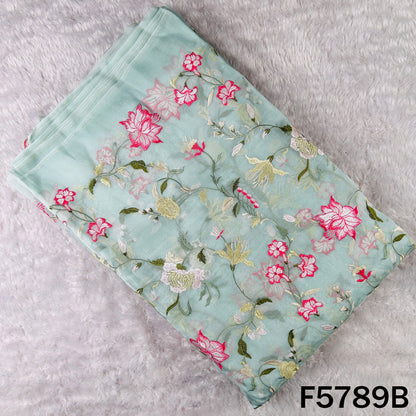 Thread Embroidered Pure Organza Fabric - F5789