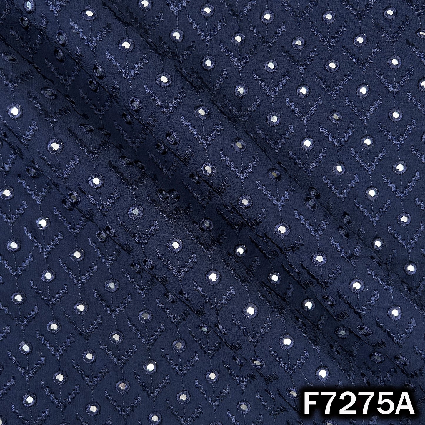 Faux Mirror Thread Embroidered Georgette Fabric - F7275