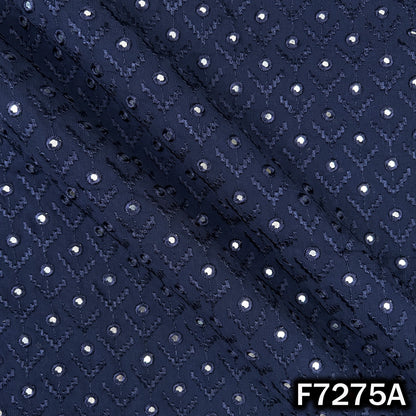 Faux Mirror Thread Embroidered Georgette Fabric - F7275