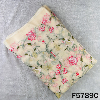 Thread Embroidered Pure Organza Fabric - F5789