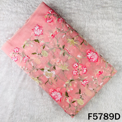 Thread Embroidered Pure Organza Fabric - F5789