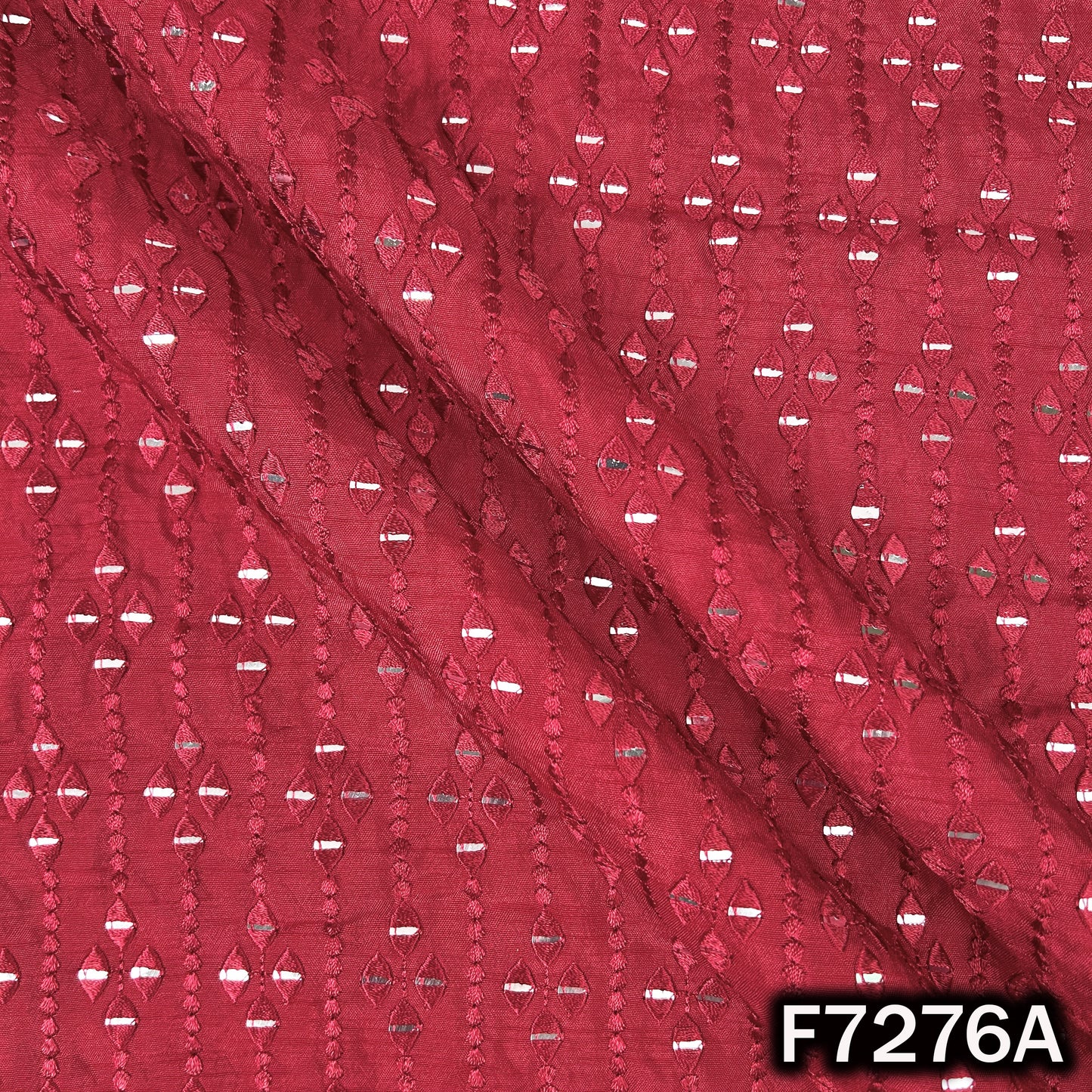 Thread Sequins Embroidered Dola Silk Fabric - F7276