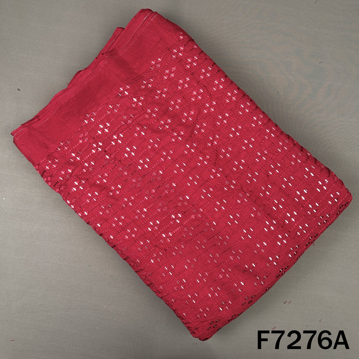 Thread Sequins Embroidered Dola Silk Fabric - F7276
