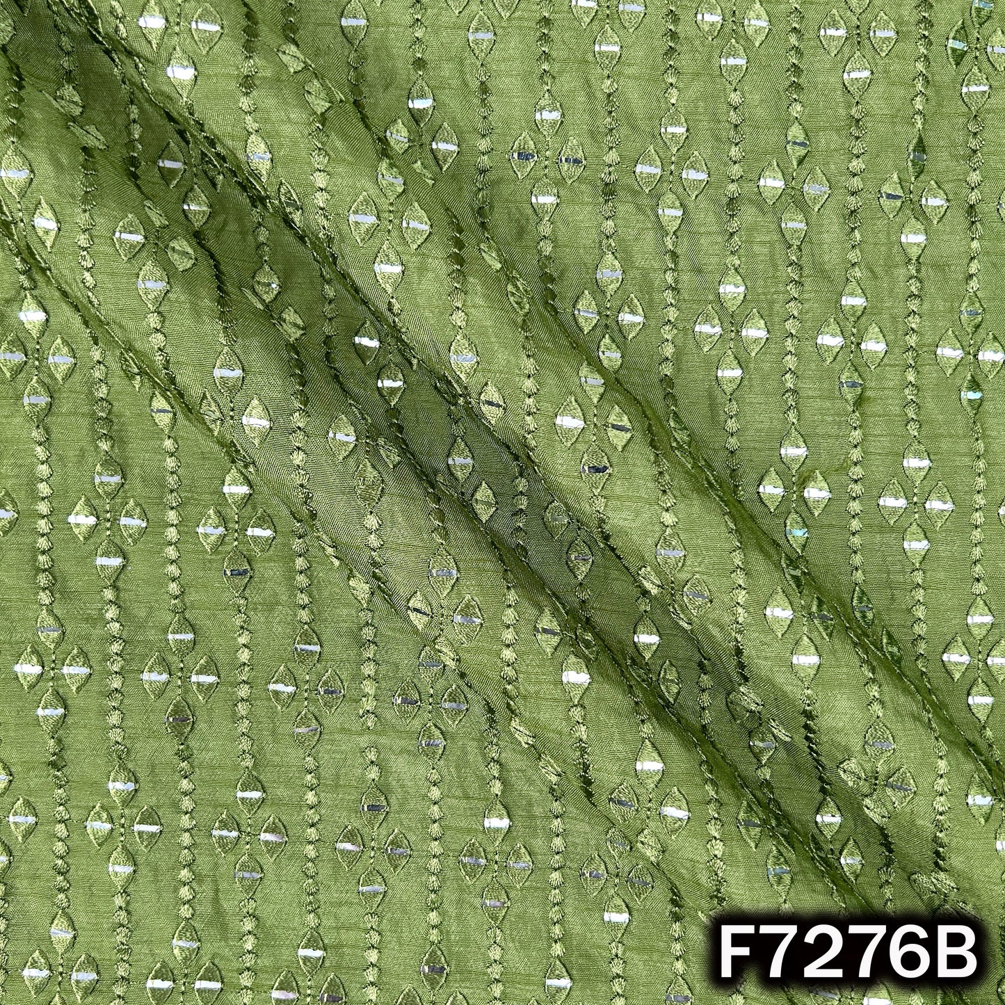 Thread Sequins Embroidered Dola Silk Fabric - F7276