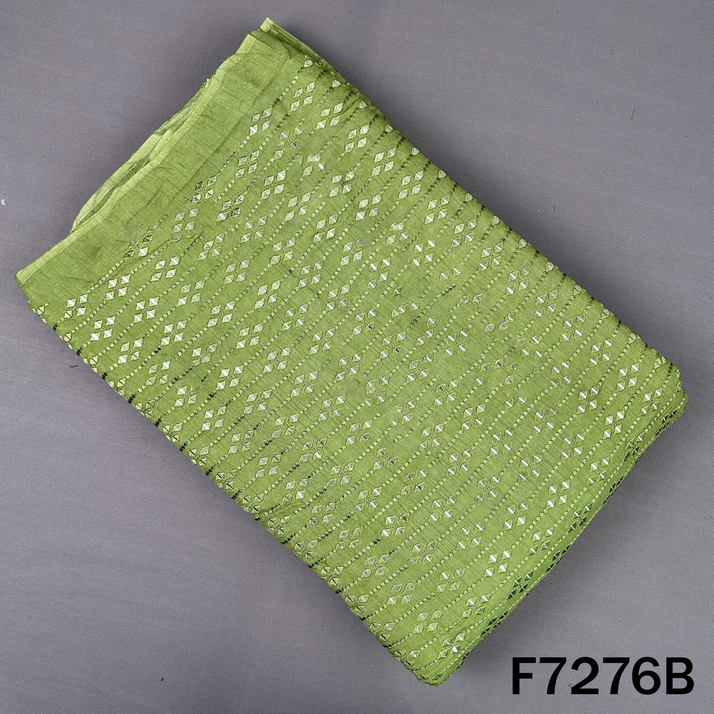 Thread Sequins Embroidered Dola Silk Fabric - F7276
