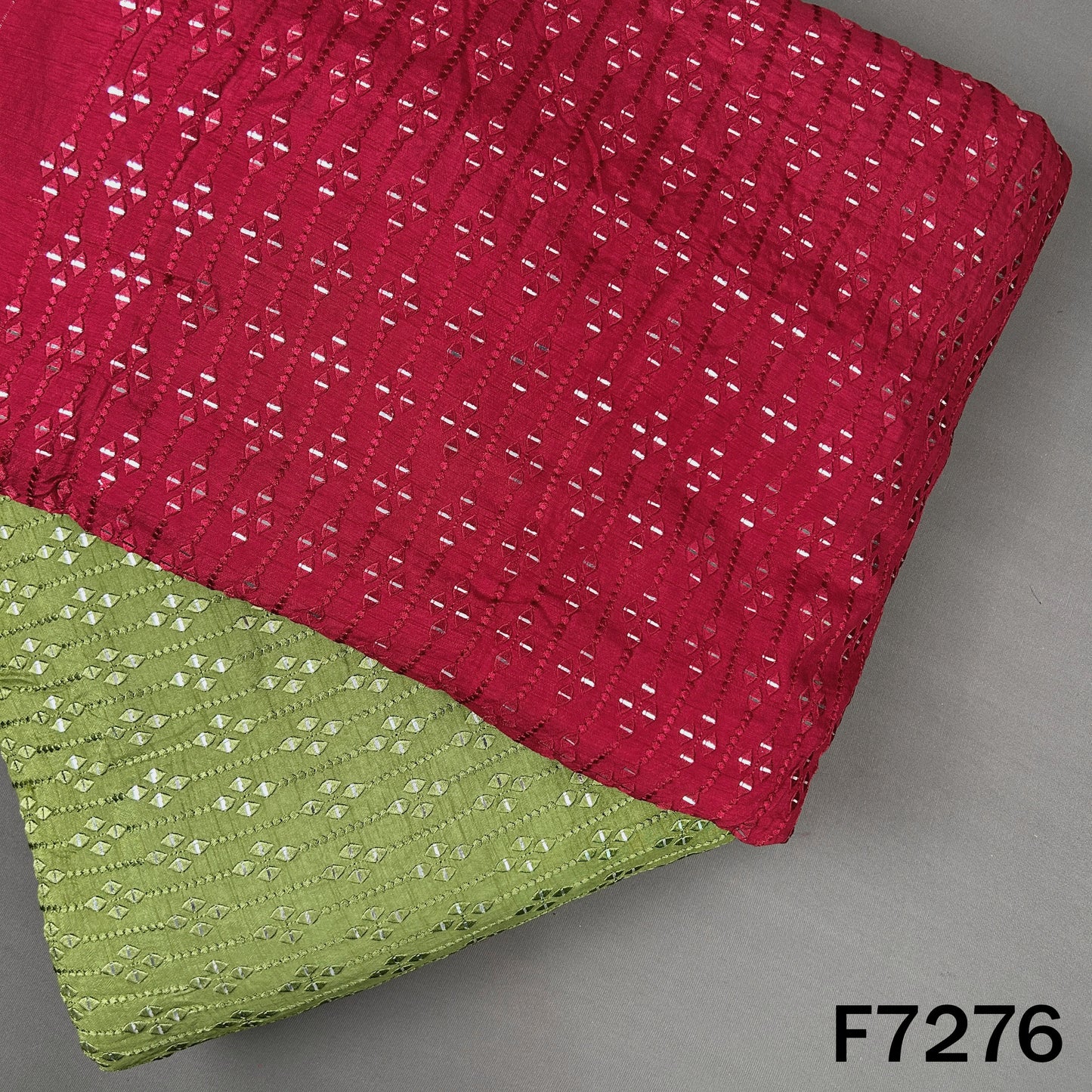 Thread Sequins Embroidered Dola Silk Fabric - F7276