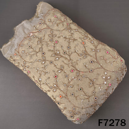 Cut Dana Thread Zari Sequins Pearl Faux Mirror Work Shimmer Tissue Fabric - F7278