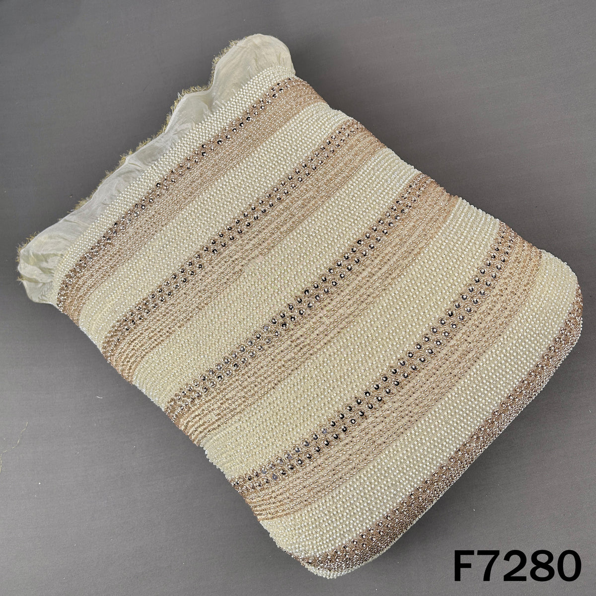 Dyeable Cut Dana Sequins Embroidered Shimmer Tissue Fabric - F7280