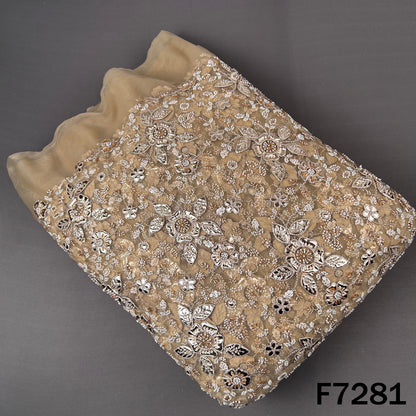 Cut Dana Sequins Foil Applique work Net Febric - F7281