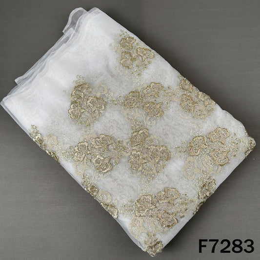 Dyeable Cut Dana Zari Sequins Work Net Fabric - F7283