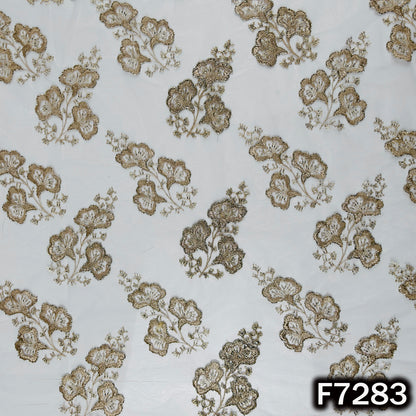 Dyeable Cut Dana Zari Sequins Work Net Fabric - F7283