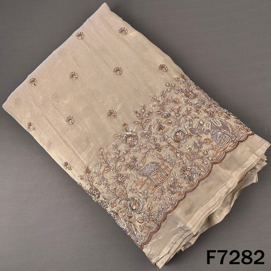 Cut Dana Pearl Thread Zari Sequins Work Shimmer Tissue Fabric - F7282